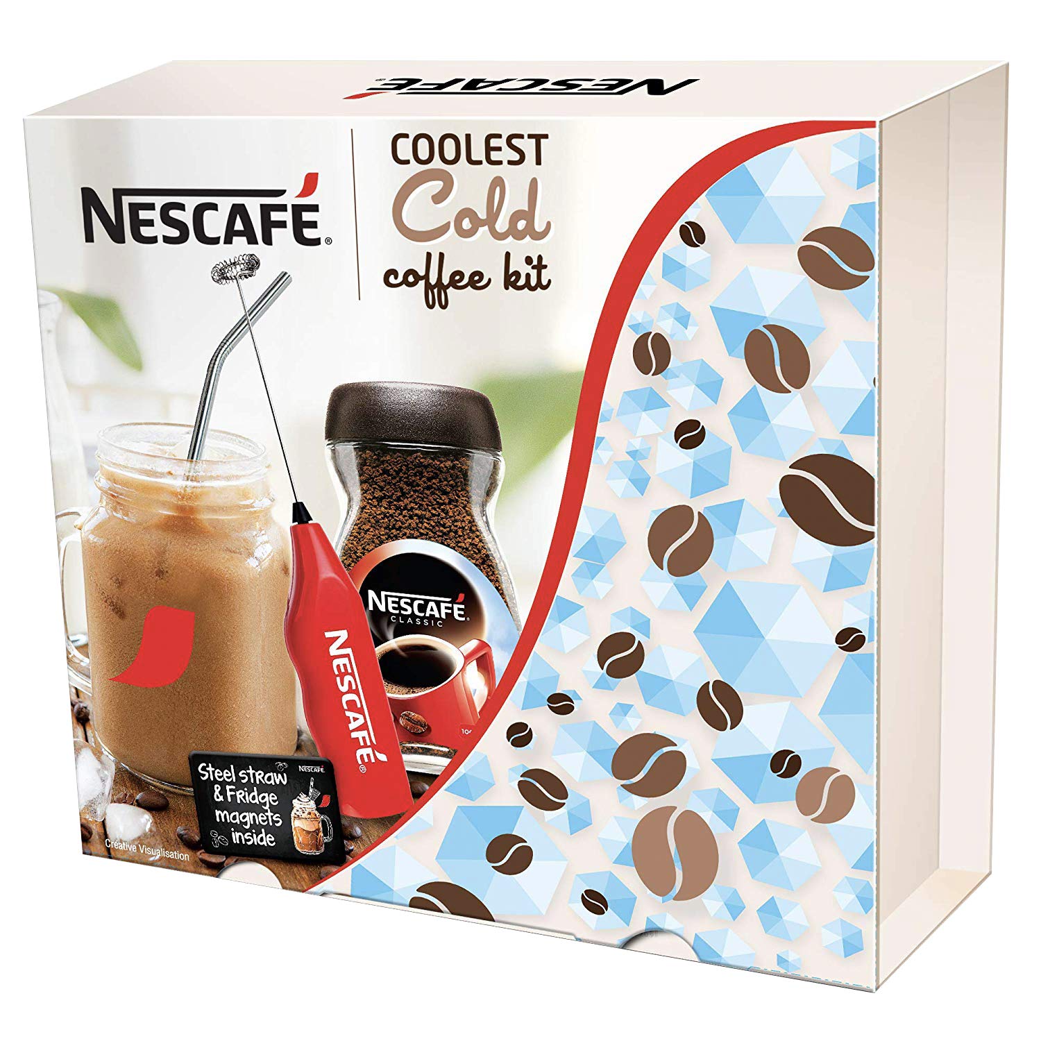 Nescafe Classic Coolest Instant Cold Coffee Kit, (Mason Jar, Steel